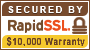 Secured by RapidSSL $10,000 Warranty